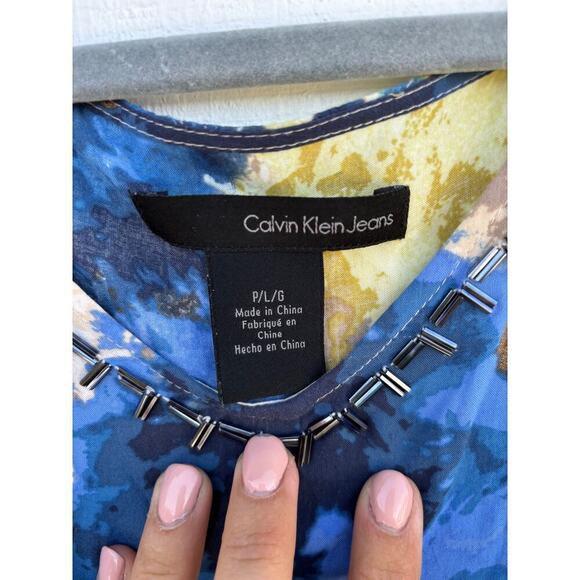 Calvin Klein Kimono Tunic Blouse,‎ Abstract Print, P Lg - Picture 4 of 6